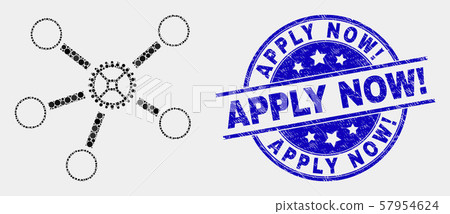 Vector Dot Gear Links Icon and Distress Apply Now exclamation Seal 57954624