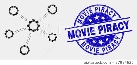 Vector Pixel Gear Links Icon and Grunge Movie Piracy Seal Vector Pixel Gear Links Icon and Grunge Movie Piracy Seal 57954625