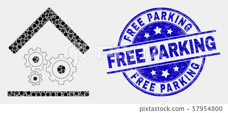 Vector Dotted Engine Service Garage Icon and Distress Free Parking Stamp Vector Dotted Engine Service Garage Icon and Distress Free Parking Stamp 57954800