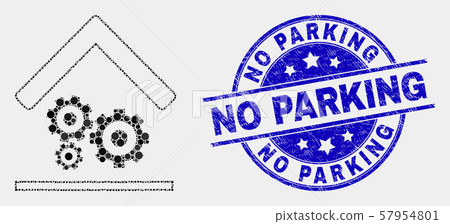 Vector Dot Engine Service Garage Icon and Scratched No Parking Stamp Seal 57954801