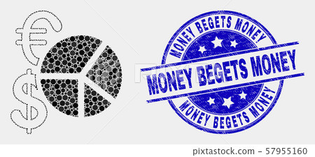 Vector Pixelated Currency Pie Chart Icon and Distress Money Begets Money Stamp Vector Pixelated Currency Pie Chart Icon and Distress Money Begets Money Stamp 57955160