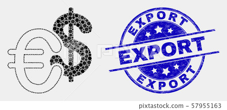 Vector Dot Currency Icon and Distress Export Seal 57955163