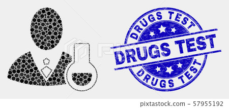Vector Pixelated Chemical Scientist Icon and Distress Drugs Test Stamp 57955192