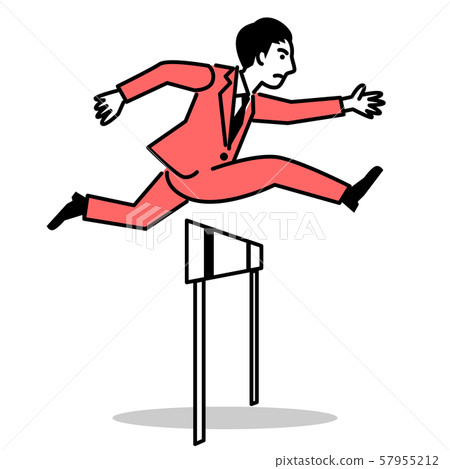 A businessman who jumps over the hurdle - Stock Illustration [57955212 ...