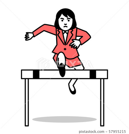 Business woman jumping over the hurdle - Stock Illustration [57955215 ...