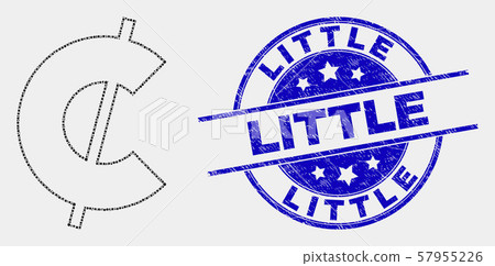 Vector Pixelated Cent Icon and Grunge Little Stamp Vector Pixelated Cent Icon and Grunge Little Stamp 57955226