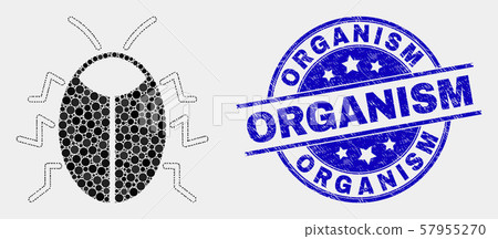 Vector Dotted Bug Icon and Grunge Organism Stamp Seal 57955270