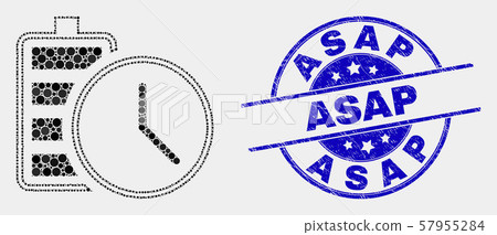 Vector Dotted Battery Charge Time Icon and Distress Asap Seal Vector Dotted Battery Charge Time Icon and Distress Asap Seal 57955284
