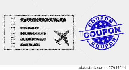 Vector Dot Airticket Icon and Distress Coupon Stamp Vector Dot Airticket Icon and Distress Coupon Stamp 57955644