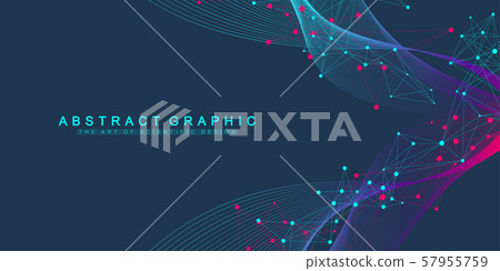 Expansion of life. Colorful explosion background with connected line and dots, wave flow Expansion of life. Colorful explosion background with connected line and dots, wave flow 57955759