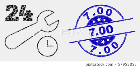 Vector Dotted 24-7 Repair Service Icon and Grunge 7.00 Watermark Vector Dotted 24-7 Repair Service Icon and Grunge 7.00 Watermark 57955853