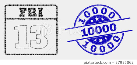 Vector Pixel 13Th Friday Calendar Page Icon and Grunge 10000 Stamp Seal Vector Pixel 13Th Friday Calendar Page Icon and Grunge 10000 Stamp Seal 57955862
