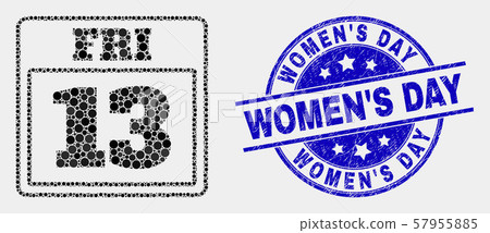 Vector Dotted 13 Friday Calendar Page Icon and Scratched Women S Day Seal Vector Dotted 13 Friday Calendar Page Icon and Scratched Women S Day Seal 57955885