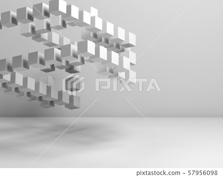 Flying structure of white flying cubes 3 d 57956098