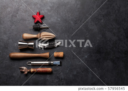 Cocktail utensils. Set of bar tools Cocktail utensils. Set of bar tools 57956545