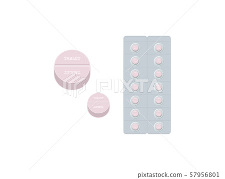 Simple illustration of a pink tablet medicine Simple illustration of a pink tablet medicine 57956801