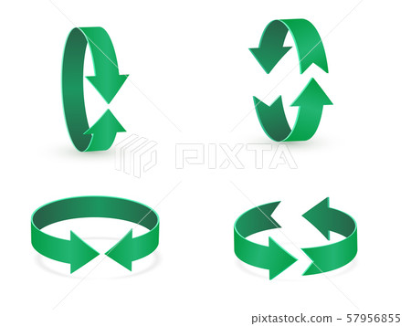 3D rotation sign green icon. 360 rotation arrows Sign. 3D rotation sign green icon. 360 rotation arrows Sign. 57956855