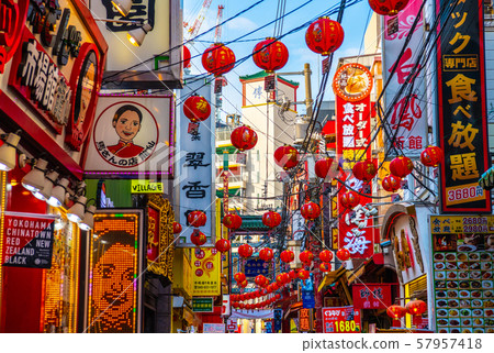 Yokohama cityscape in Japan Overlooking Yokohama Chinatown (market street) Yokohama cityscape in Japan Overlooking Yokohama Chinatown (market street) 57957418