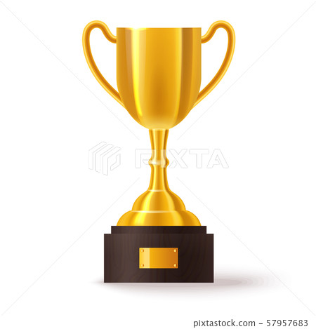 Realistic golden trophy or sport cup on stand Realistic golden trophy or sport cup on stand 57957683
