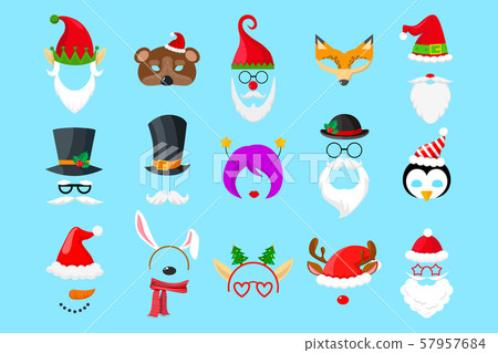 christmas masks on blue background christmas masks on blue background 57957684