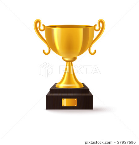 Stand with golden 3d trophy, realistic winner cup Stand with golden 3d trophy, realistic winner cup 57957690
