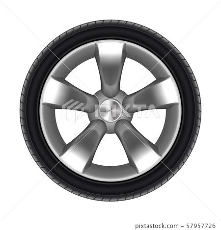 Tyre of car isolated with star disk. Tire or wheel 57957726