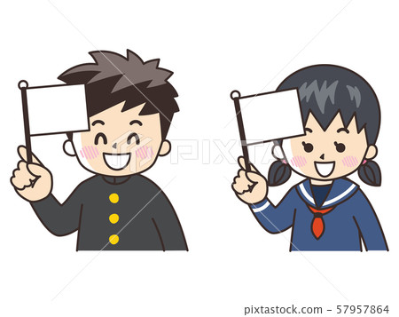 High school student with flag High school student with flag 57957864