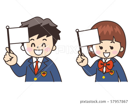 High school student with flag High school student with flag 57957867