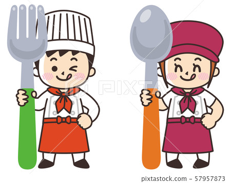 兒童廚師用大湯匙和叉子 57957873