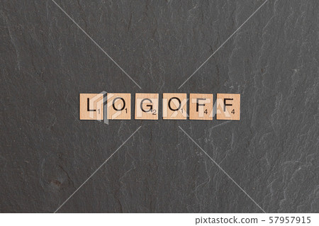 Logoff Written With Scrabble Tiles 57957915