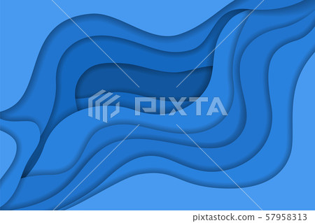 Abstract blue wavy paper cut background 57958313