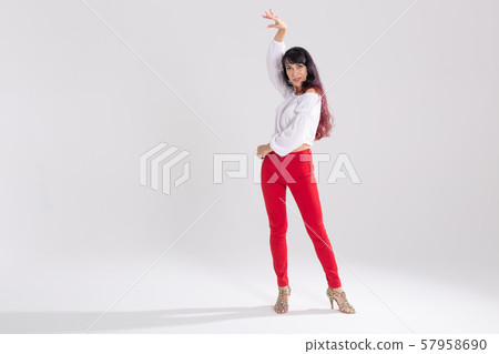 Latino dance, Improvisation, contemporary and vogue dance concept - young beautiful woman dancing on 57958690
