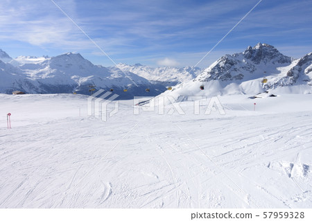 St. Moritz, a ski resort in Switzerland in winter 57959328