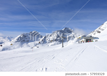 St. Moritz, a ski resort in Switzerland in winter 57959329