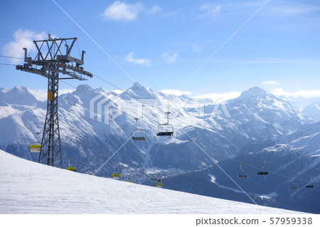 St. Moritz, a ski resort in Switzerland in winter 57959338