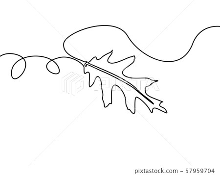 Continuous one line tree leaf. Vector illustration. 57959704