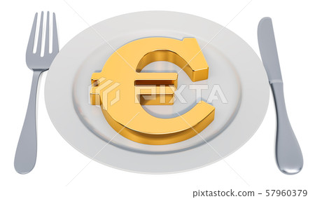 Plate with euro symbol, 3D rendering Plate with euro symbol, 3D rendering 57960379