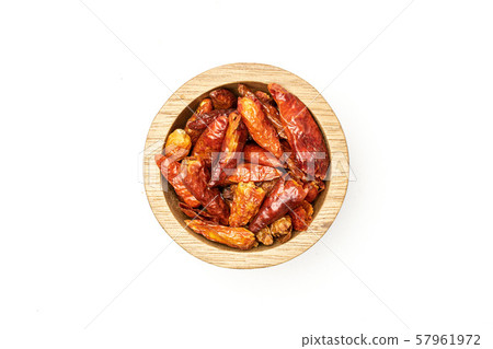 Dry red pepperoncino pepper isolated on white 57961972
