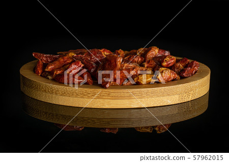 Dry red pepperoncino pepper isolated on black Dry red pepperoncino pepper isolated on black 57962015