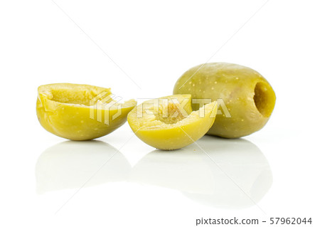 Pitted green olive isolated on white 57962044