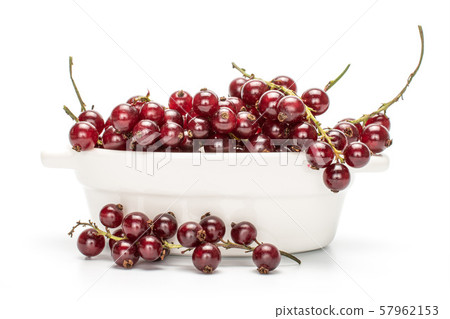 Fresh dark redcurrant isolated on white 57962153