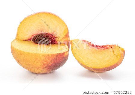 Fresh fuzzy peach isolated on white Fresh fuzzy peach isolated on white 57962232