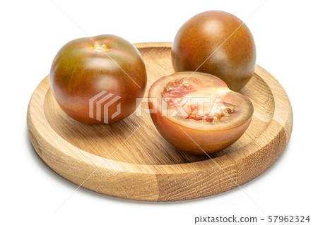 Fresh green red tomato isolated on white Fresh green red tomato isolated on white 57962324