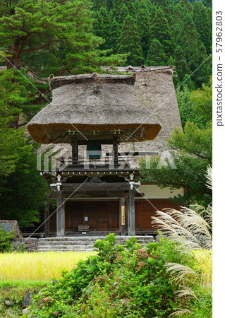Shirakawa-go, Gassho-style temple, Myozenji bell tower gate 57962803
