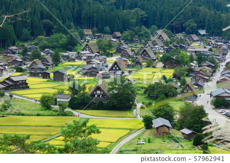 Shirakawago Observatory in autumn from the observatory 57962941