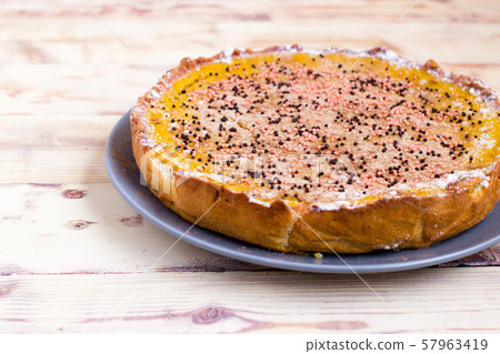 Pumpkin Pie Traditional Thanksgiving Tasty Tart.  57963419