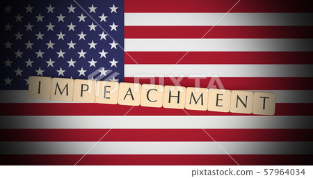 Letter Tiles Impeachment On US Flag, 3d illustration 57964034