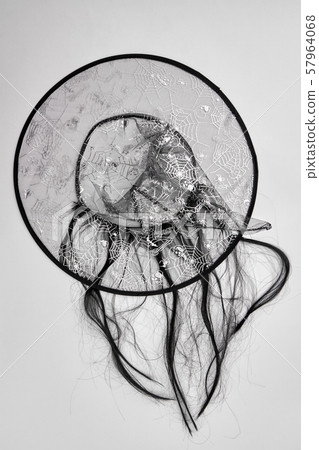 Witch hat with black hair. 57964068