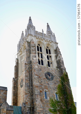 Church clock tower and bell Church clock tower and bell 57964576