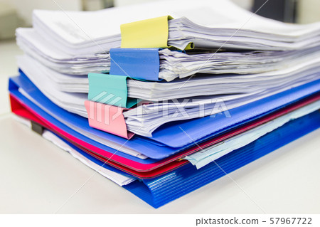 file folder and Stack of business report paper file folder and Stack of business report paper 57967722